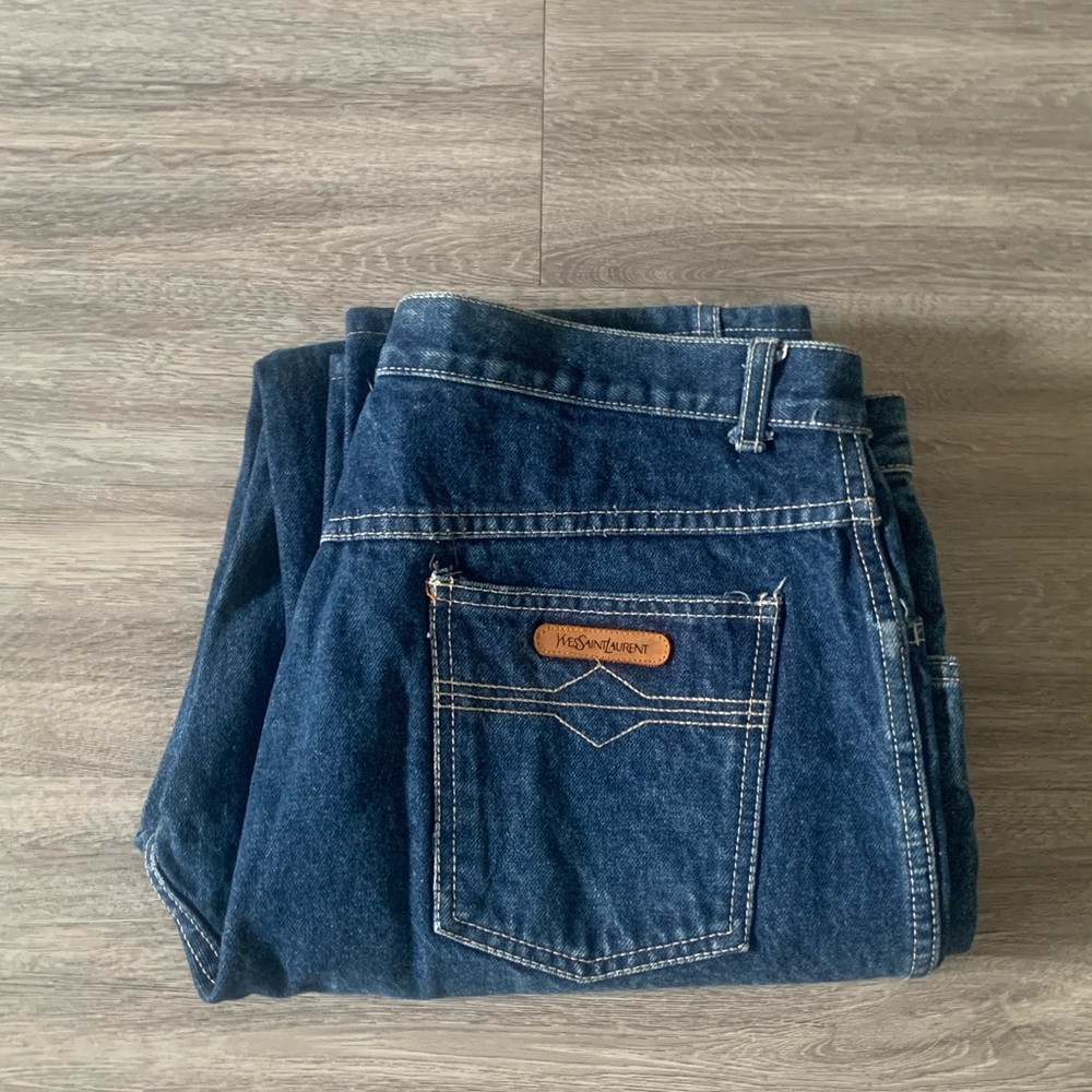 Vintage YSL 100% Cotton Straight Leg Blue Jeans - Size 38